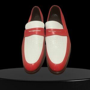 Red And White Penny Loafers,